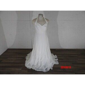 A Lina Halter  Wedding Dress David’s Bridal Ivory Satin Wedding Dress Size 14